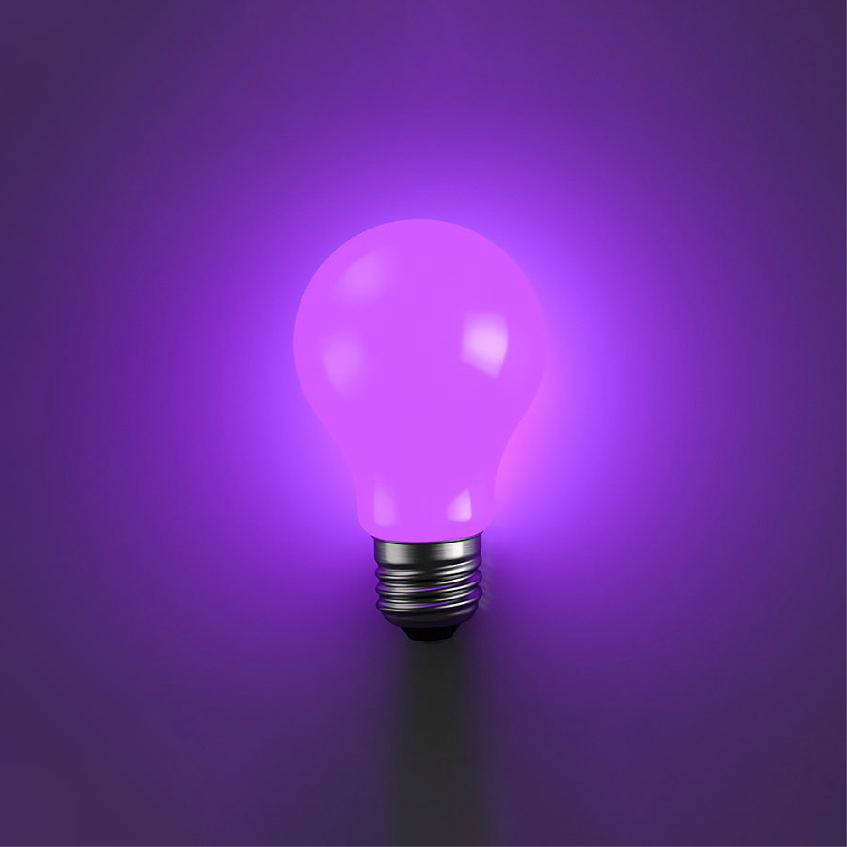 Purple shining lightbulb